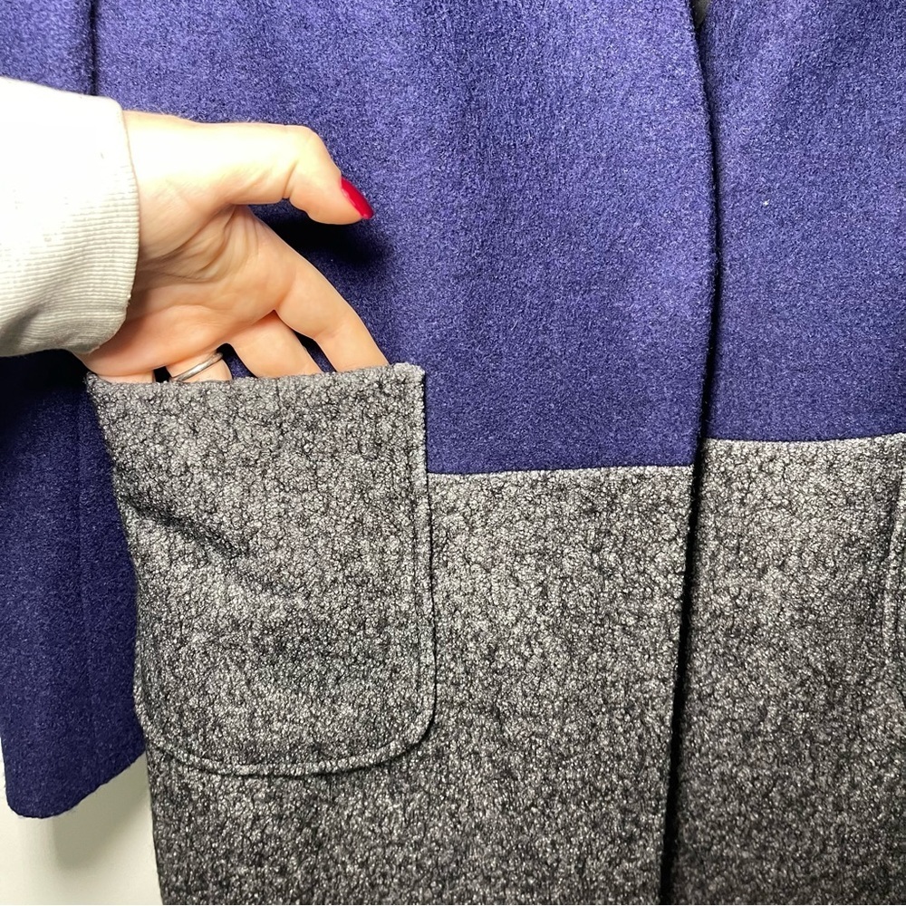 AngelEye London Wool Blend Colorblock fall layering Coat Blue Gray Women’s US8 - Picture 4 of 11
